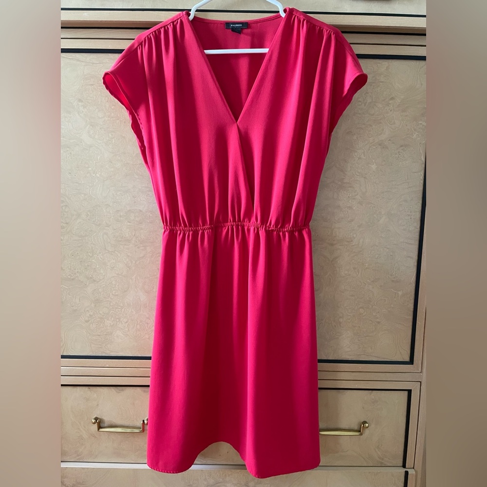 RED Halogen Faux Wrap Dress Pockets Size S